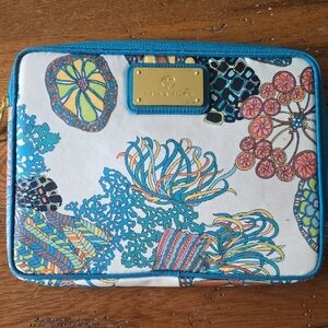 Trina Turk Blue and White Tablet Sleeve with Floral Design